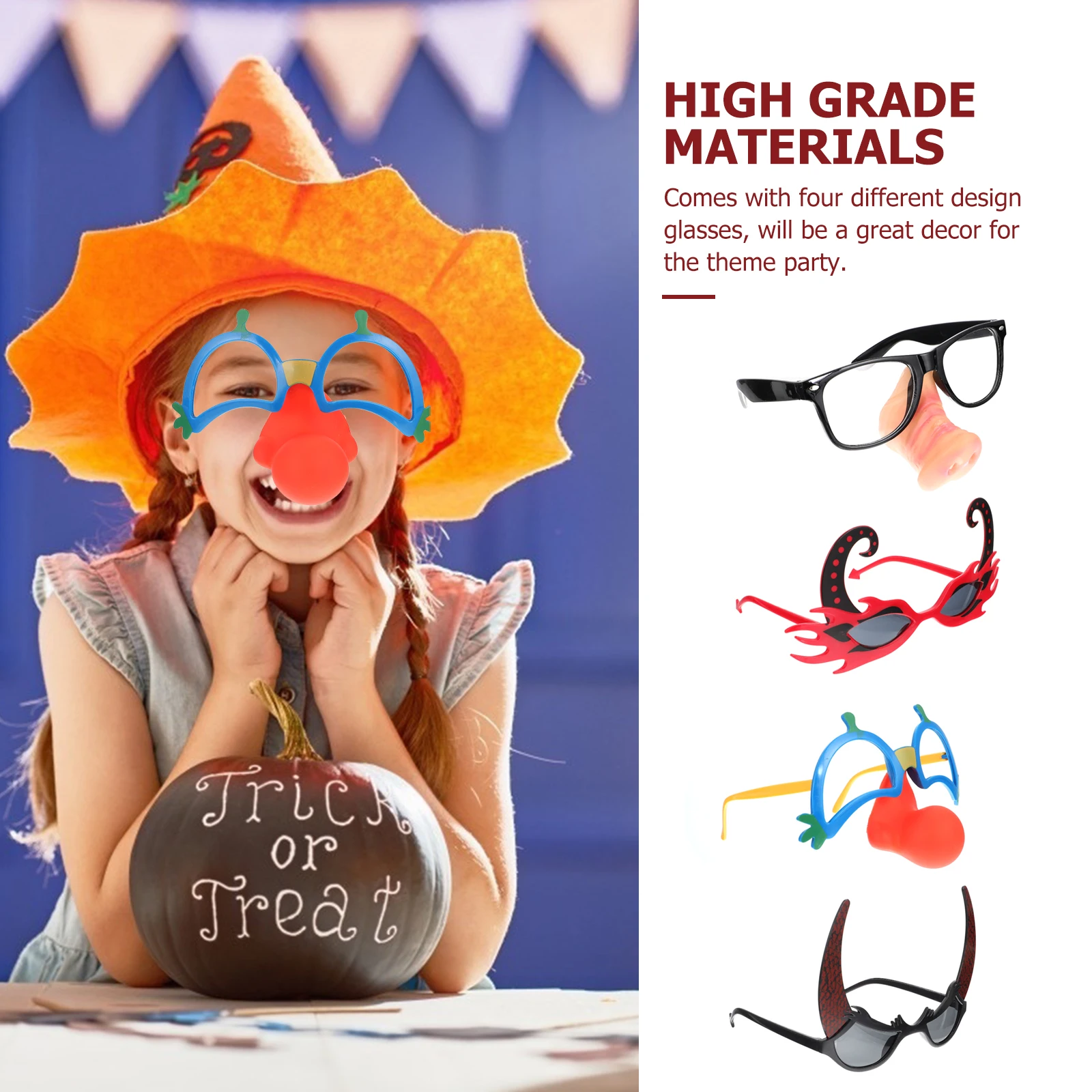 

4 Pcs Party Glasses Halloween Cosplay Eyeglasses Performance Masquerade Funny Pumpkin