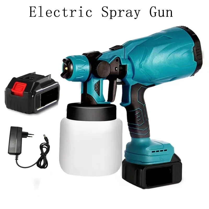 Electric Spray Gun Cordless Paint Sprayer Auto Furniture Steel Coating Airbrush Compatible For Makita 18V Battery