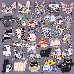 Cartoon Cats Iron-On Patch Cute Cat Embroidered Patches For Clothing Thermoadhesive Patches Hook And Loop Patch On Clothes DIY