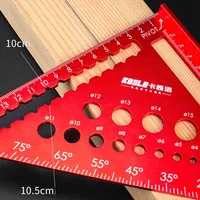 New Woodworking Punching Positioning Triangle Ruler 45°/90° Angle Ruler Aluminum Alloy Drill Bit Gauge Precision Measuring Ruler