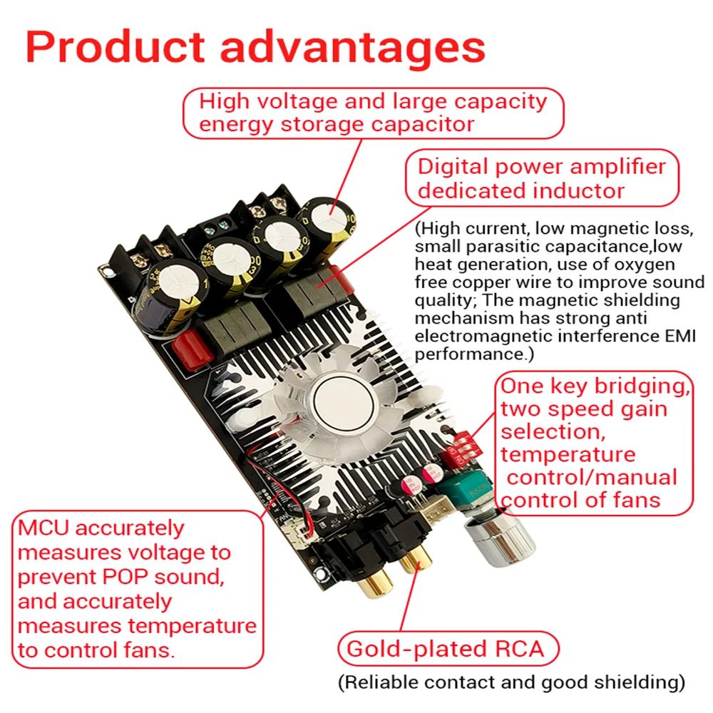 DC15-35V ZK-1602 чистая задняя цифровая плата усилителя 160 Вт * 160 Вт двухканальная Hi-Fi стерео/220 Вт моно чип TDA7498E с охлаждающим вентилятором