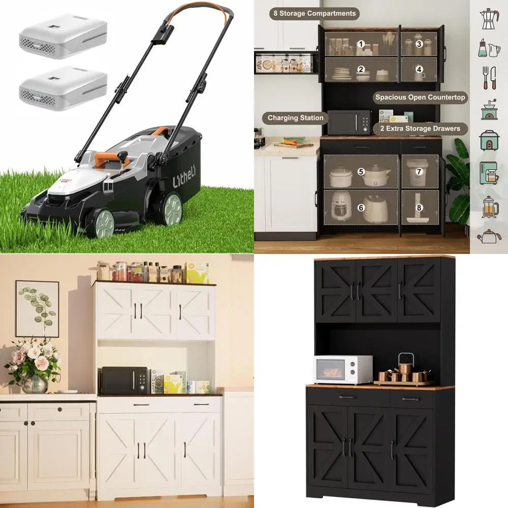 Cortacésped eléctrico Litheli de 16 pulgadas con motor sin núcleo de 20 V, cortacésped ligero, 6 opciones de ajuste de altura y 2 x 4,0 A B