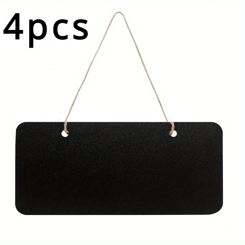 4Pcs Rectangle Double-sided Chalkboard Pendant Decorative Chalkboard Hanging Wooden Price Small Writing Board With Rope