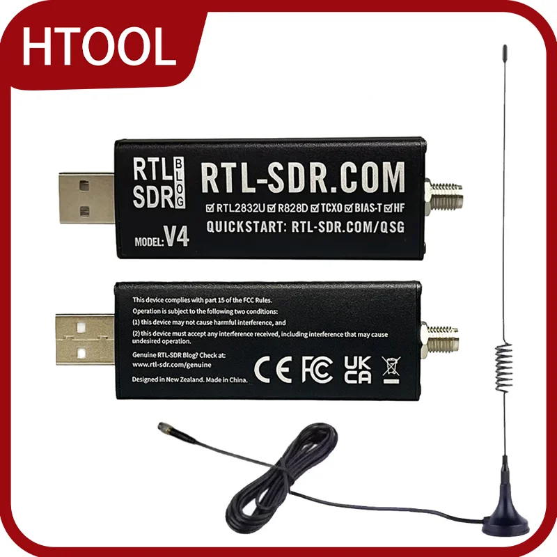 HTOOL SDR V4 Software Defined Radio Receiver RTL-SDR V4 RTL2832U 1PPM TCXO HF BiasT SMA Software Defined Radio + Antenna