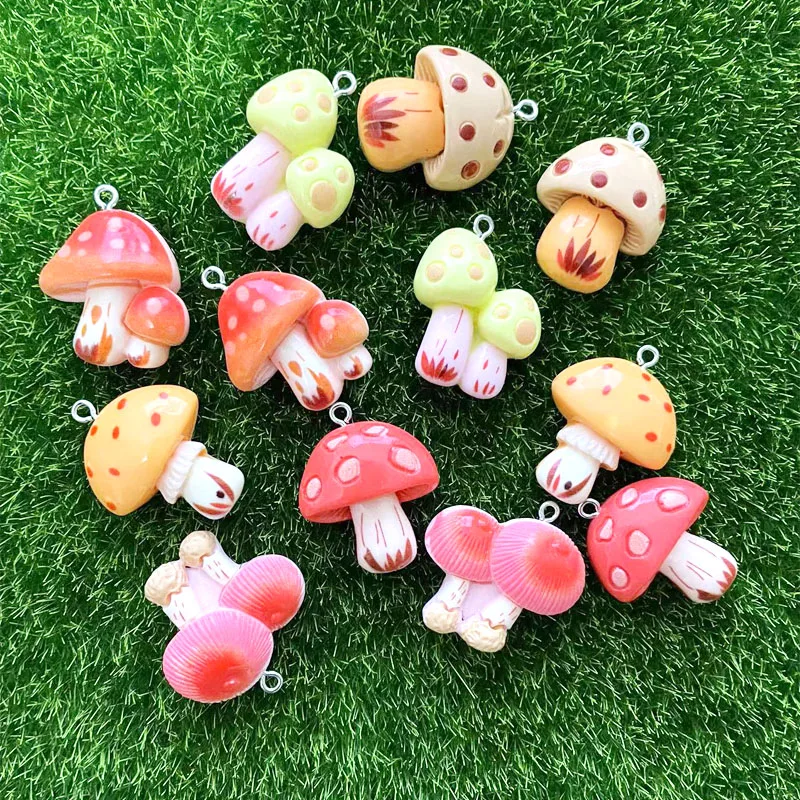 10pcs  Cute Simulation Mushrooms Charms For Pendant DIY Earrings Necklace Jewelry Accessories Finding