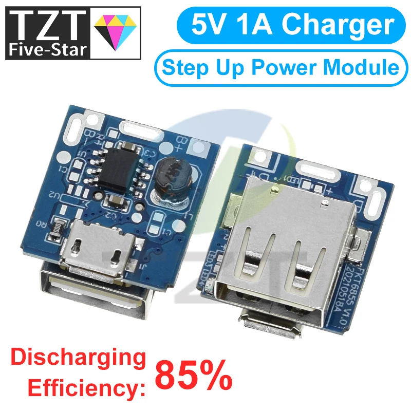 TZT 5V Boost Converter Step-Up Power Module Lithium Battery Charging Protection Board LED Display USB For DIY Charger 134N3P