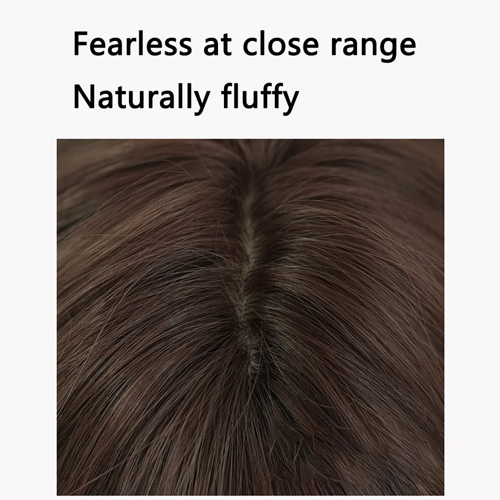 85 Cm Brown Wavy Synthetic Long Curly Hair, Naturally Fluffy With Bangs, Suitable For Women'S Daily Party Heat-Resistant Wig