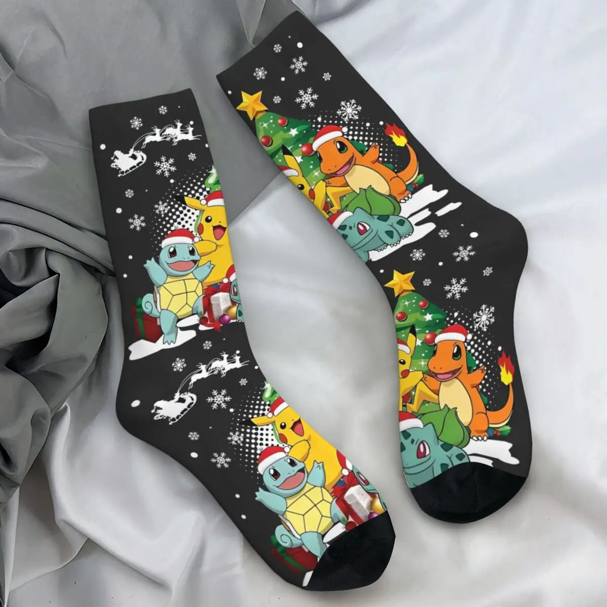 Pokemons Chrismas Socks Elegant Stockings Men's Quality Running Sports Socks Autumn Graphic Non Slip Socks