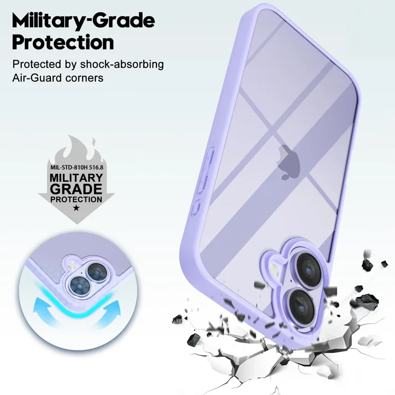 حافظة لهاتف آيفون 17 16 15 14 13 12 11 Pro Max X XS XR 8 7Plus غطاء خلفي شفاف مقاوم للصدمات #5