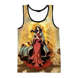 Virgin Mary Christian Graphic Tank Tops 3D Printing Mother Of God Cross Faith Casual Vest Cool And Fun Leisure Streetwear Tops