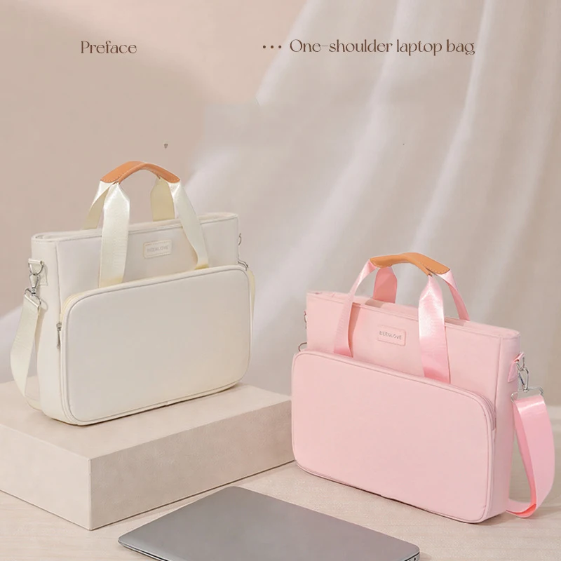 Korean Style Simple Laptop Bag Multiple Compartments Large Capacity Laptop Protection Bag Commuting Class Crossbody Briefcase