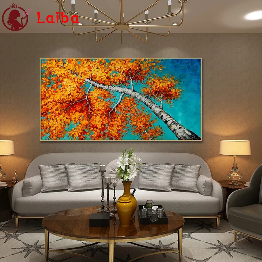 

Diamond Embroidery Large size vintage autumn tree maple leaves Full Square round Diamond Mosaic Painting Cross Stitch Wall Decor