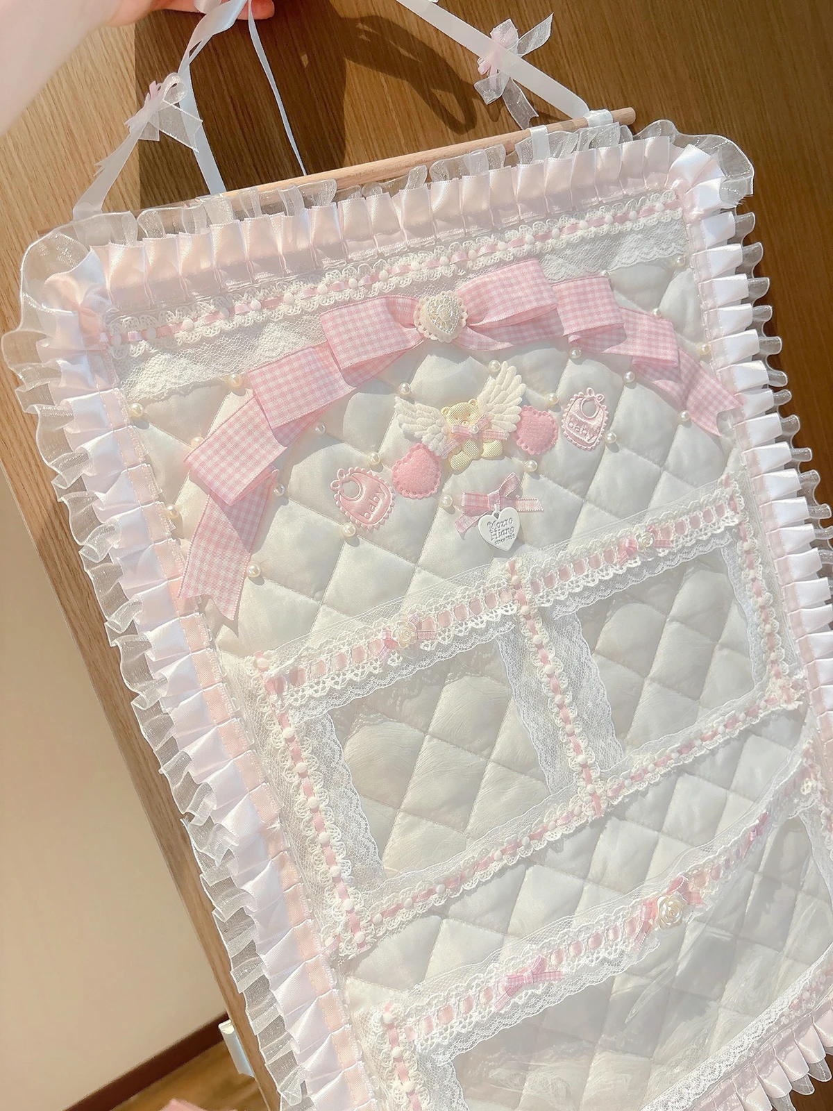 

Pink Wall Mounted Storage Bag, Home Room Closet, Door Sundries Clothes, Hanging Bag Holder, Cosmetic Toys Organizer, Cute