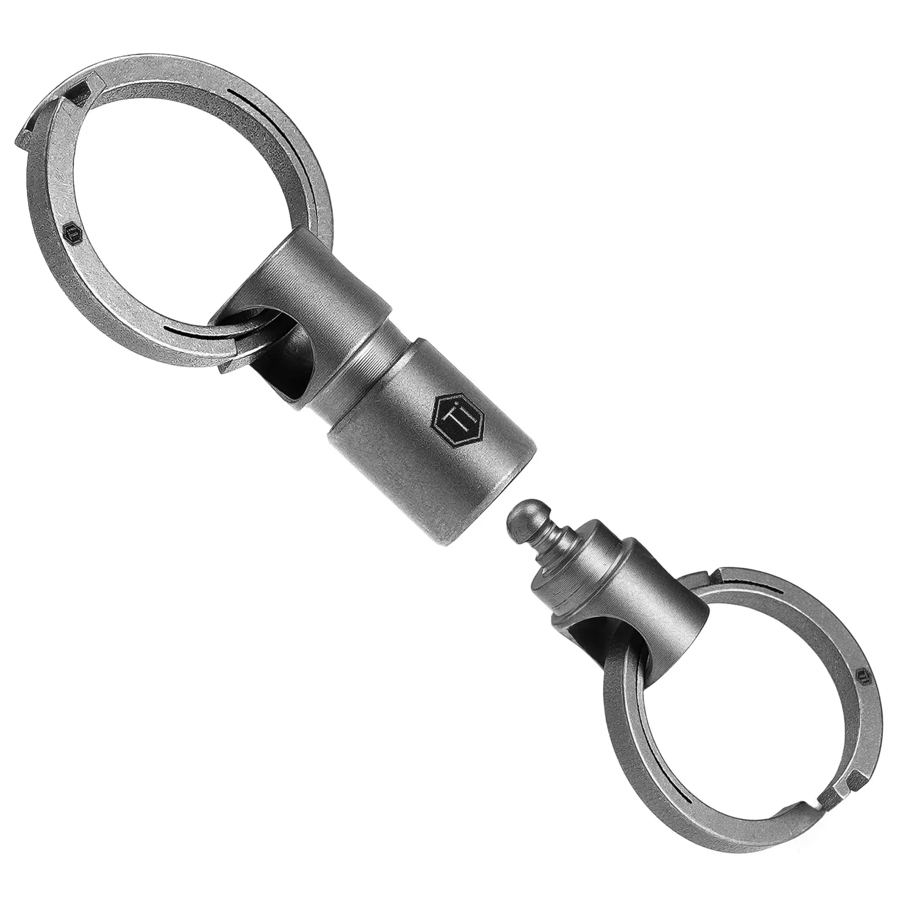 KeyUnity Ka37 Detachable Key Ring Connector, Double-end Swivel Keychain Titanium Rotatable Key Organizer Linker for Carabine