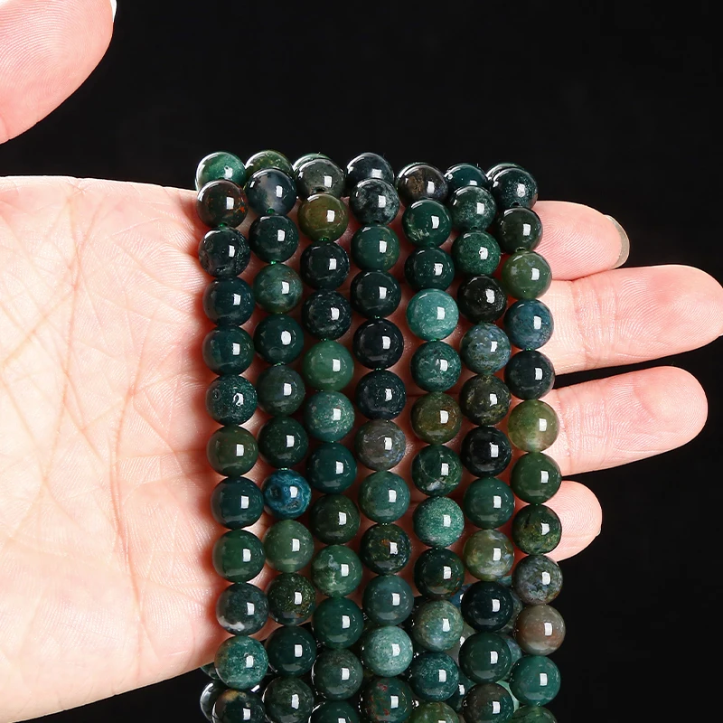 4 6 8 10mm Natural Stone Moss Grass Agate Bead Round Loose Spacer Seed Bead For Jewelry Making Diy Necklace Bracelet Accessory