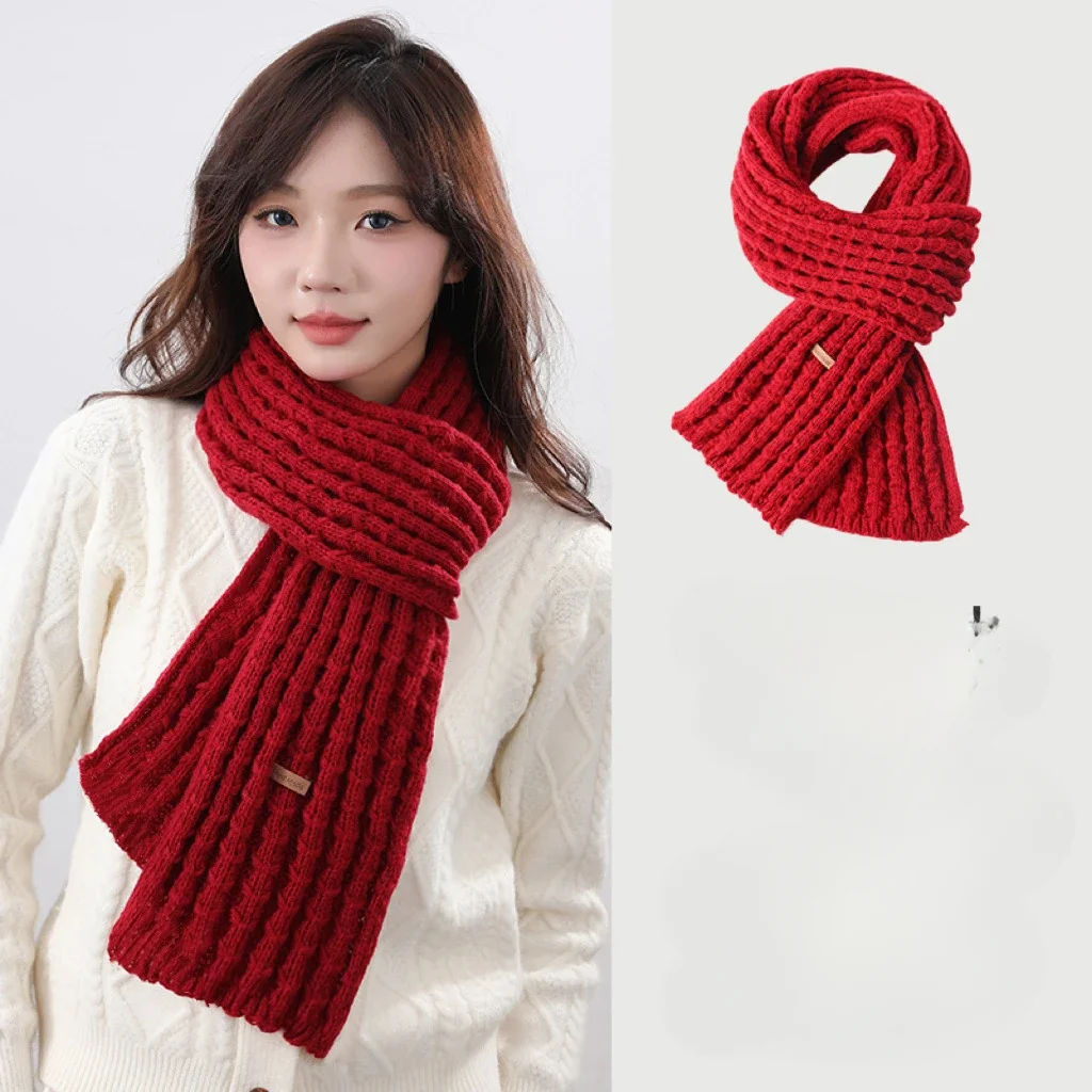 

New Women Winter Long Scarf Korean Fashion Woolen Scarf Lovers Men and Women Thicken Warm Students Solid Color Knitted Scarves