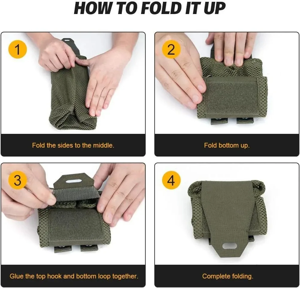 Tactical Molle Folding Storage Bag Drawstring Magazine Utility Bag Camping Medical Hunting Bag
