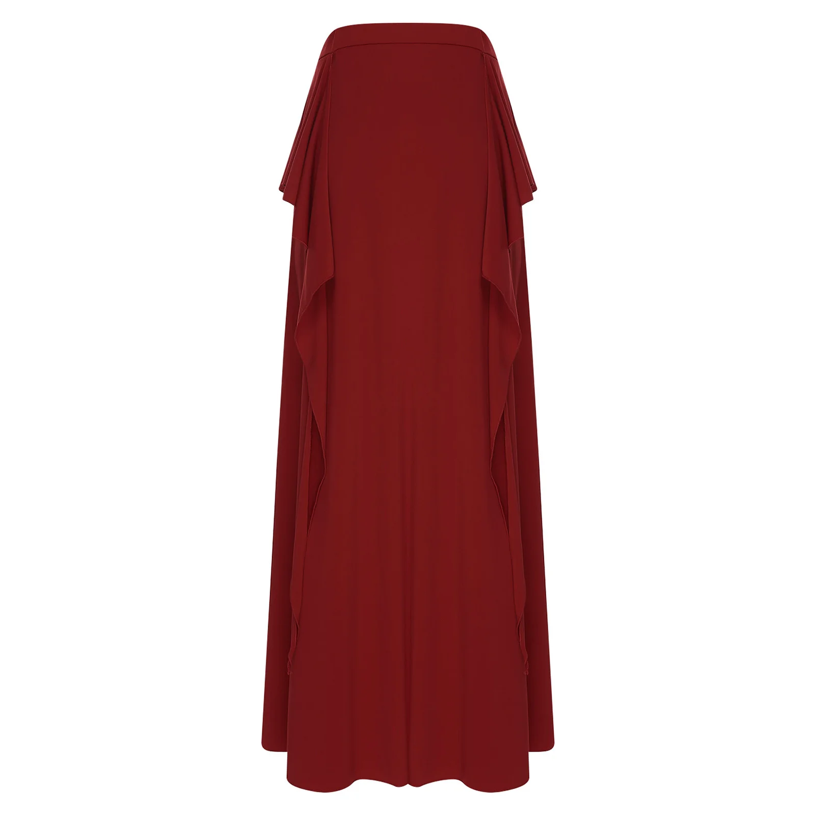 Womens Belly Dance Maxi Skirt Cascading Ruffles Side Slit Elastic Waist Safety Shorts Skirt Dancewear for Oriental Folk Dance