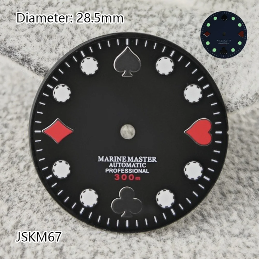 28.5mm Green Luminous Sterile Customized Logo Pattern Dial Accessory Fit NH35 Movement Watch Model Improvement Accessories