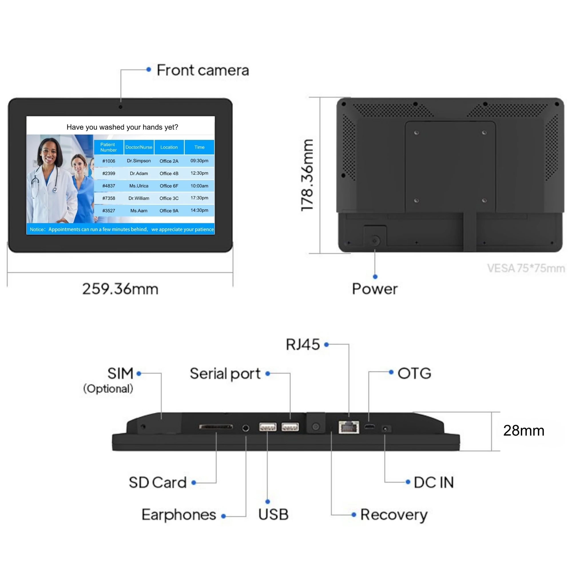 MSWF1038T 10.1 بوصة LCD لافتات رقمية نظام أندرويد 11 2 + 16 جيجابايت شاشة تعمل باللمس الكمبيوتر اللوحي اختياري NFC POE مع عرض إعلاني #5