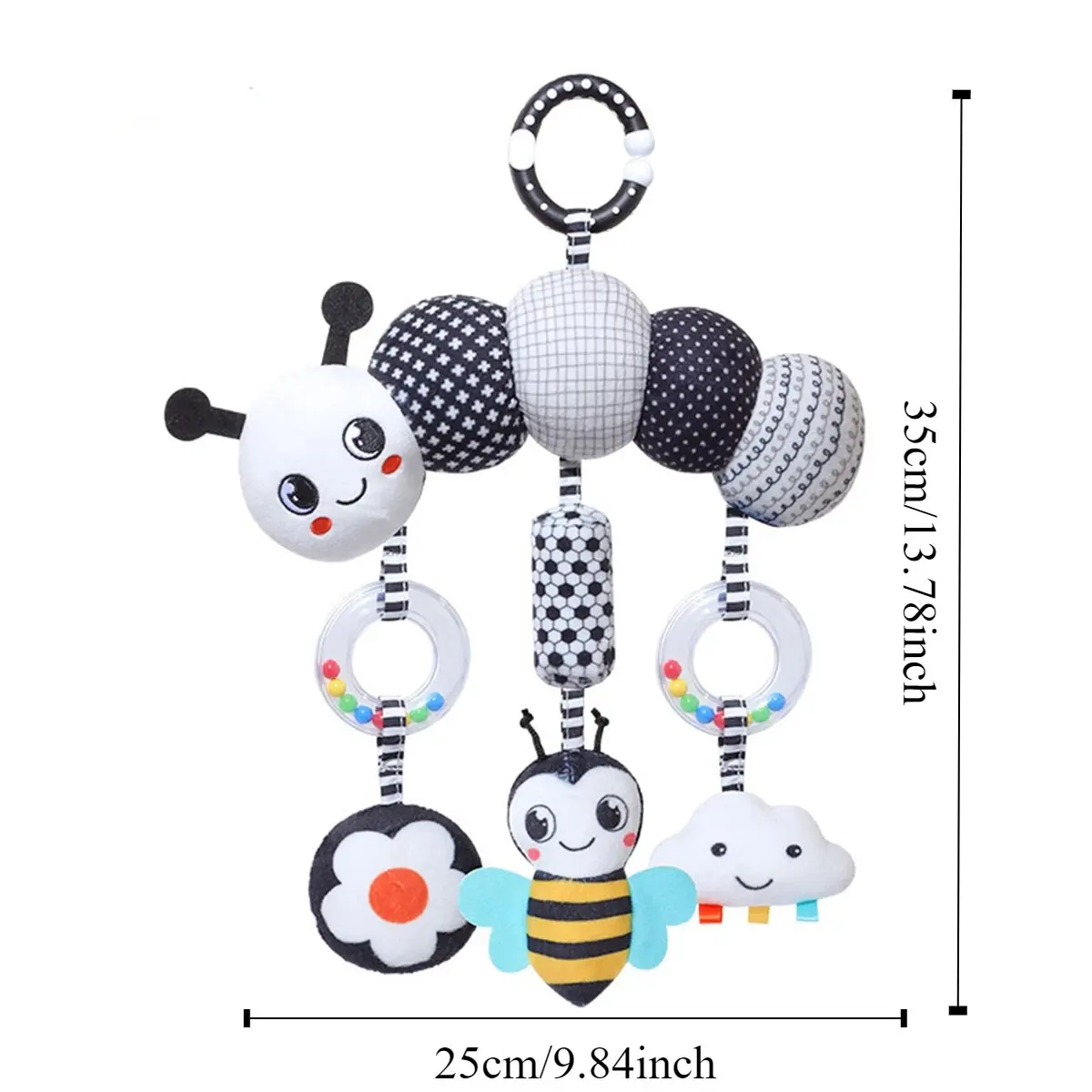 Sonajero para bebé, asiento de coche de juguete colgante, sonajero blanco y negro, cochecito de actividad colgante, juguete para recién nacidos, regalos para niños y niñas, cocodrilo C