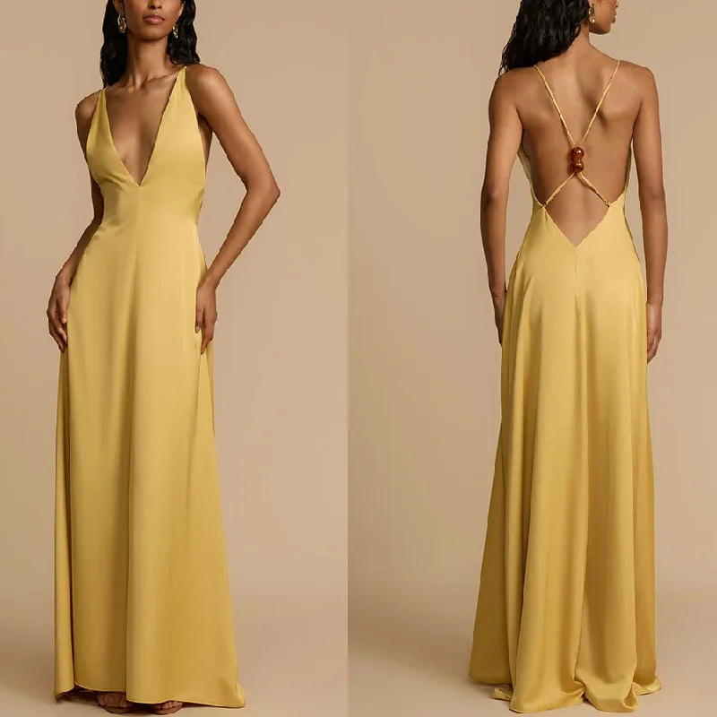 

Satin High Waist Slim Women Long Dress New Sexy V-neck Sleeveless Suspender Summer Dress Lace Patchwork Off Shoulder Party Dress