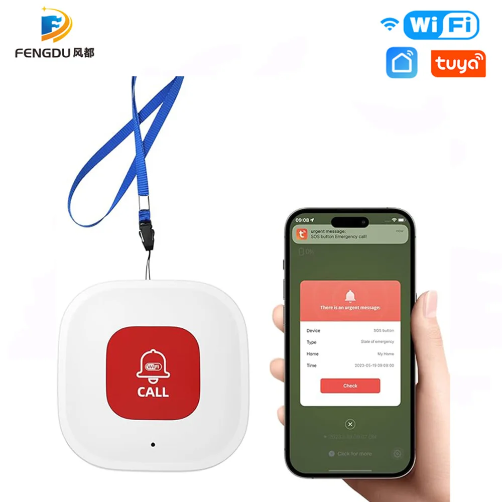 Tuya الذكية واي فاي SOS زر اللاسلكية زر الاتصال في حالات الطوارئ للأطفال كبار السن مقدم الرعاية المريض تنبيه واي فاي زر الاتصال في حالات الطوارئ