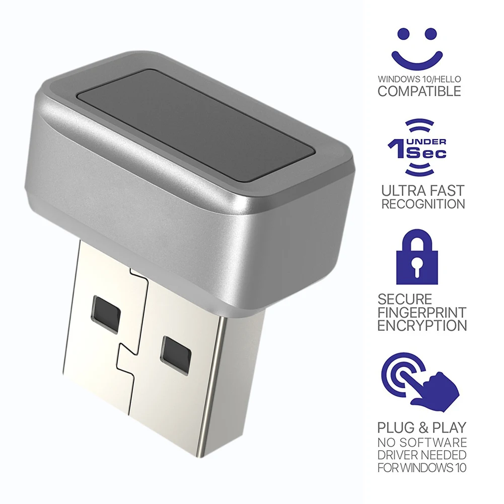 USB ลายนิ้วมือ Key Reader Anti-Spoofing แบบพกพาคีย์ Windows Hello Biometric Mini Security Key Dongle สําหรับ PC หรือแล็ปท็อป