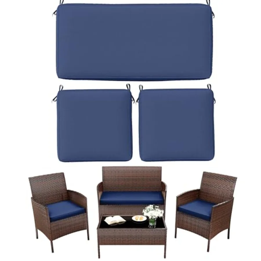 

3 Pack Outdoor Replacement Cushions Fit for 4-Seater Wicker Rattan Patio Conversation Set 36x18x3 18x18x3 Liner and Cover