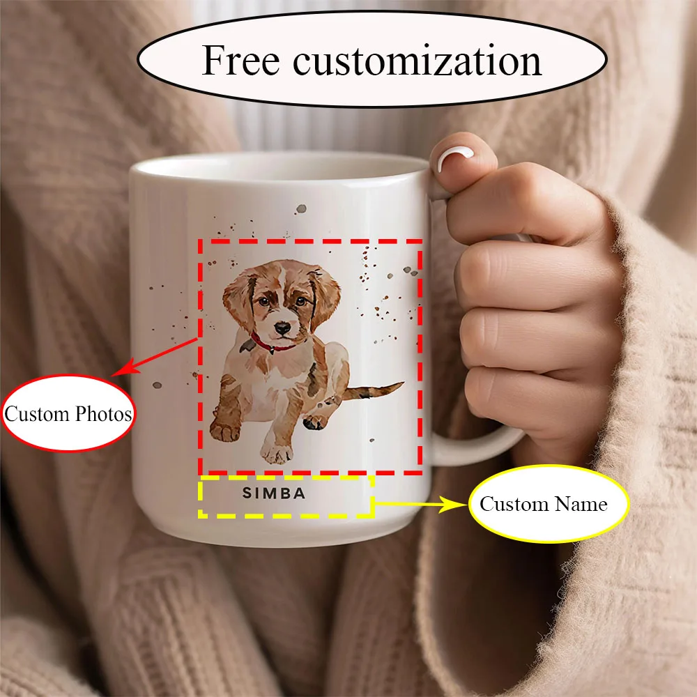 

11oz Mug Personalized Pet Photo Mug Custom Dog Cat Image Cup Unique Animal Portrait Drinkware for Daily Use Office Home Kitchen