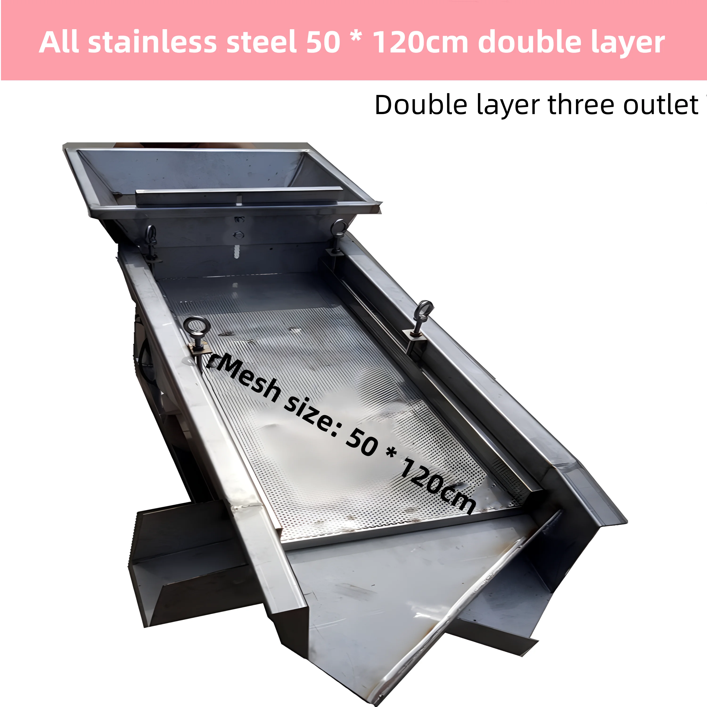 

50 * 120cm double-layer vibrating screen, electric screen, stainless steel linear screen, sorting machine, screening machine