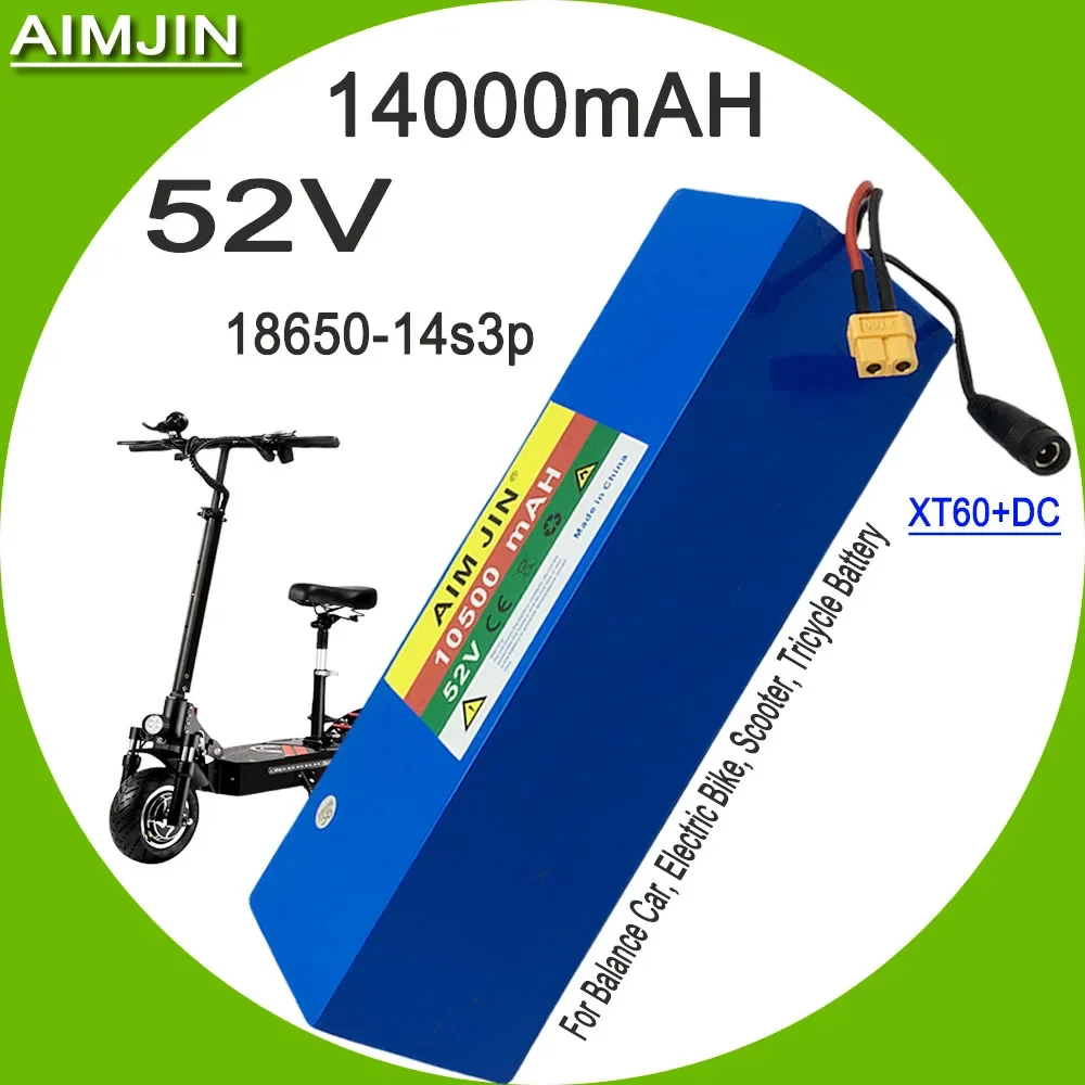 

52V 14S3P Power Battery 18650 Rechargeable Lithium Battery Pack Actual Capacity 10500mAh 1000W for Electric Bicycles and Scooter