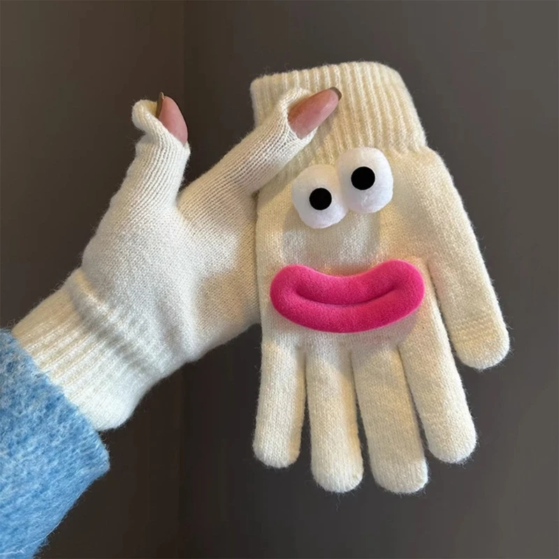 Lovely 3D Sausage Mouth Screentouch Gloves Warm and Flexible Cuffs Gloves for Student Autumn Winter Fashion Hand Gloves image 4