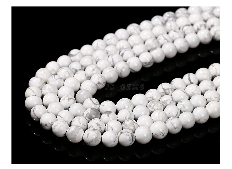 Nat￼rliche Stein Wei￟ T￼rkis Perlen Runde Lose Spacer Howlite F￼r Schmuck Handgemachte Armband Diy Halskette Zubeh￶r 15" – Detail 10