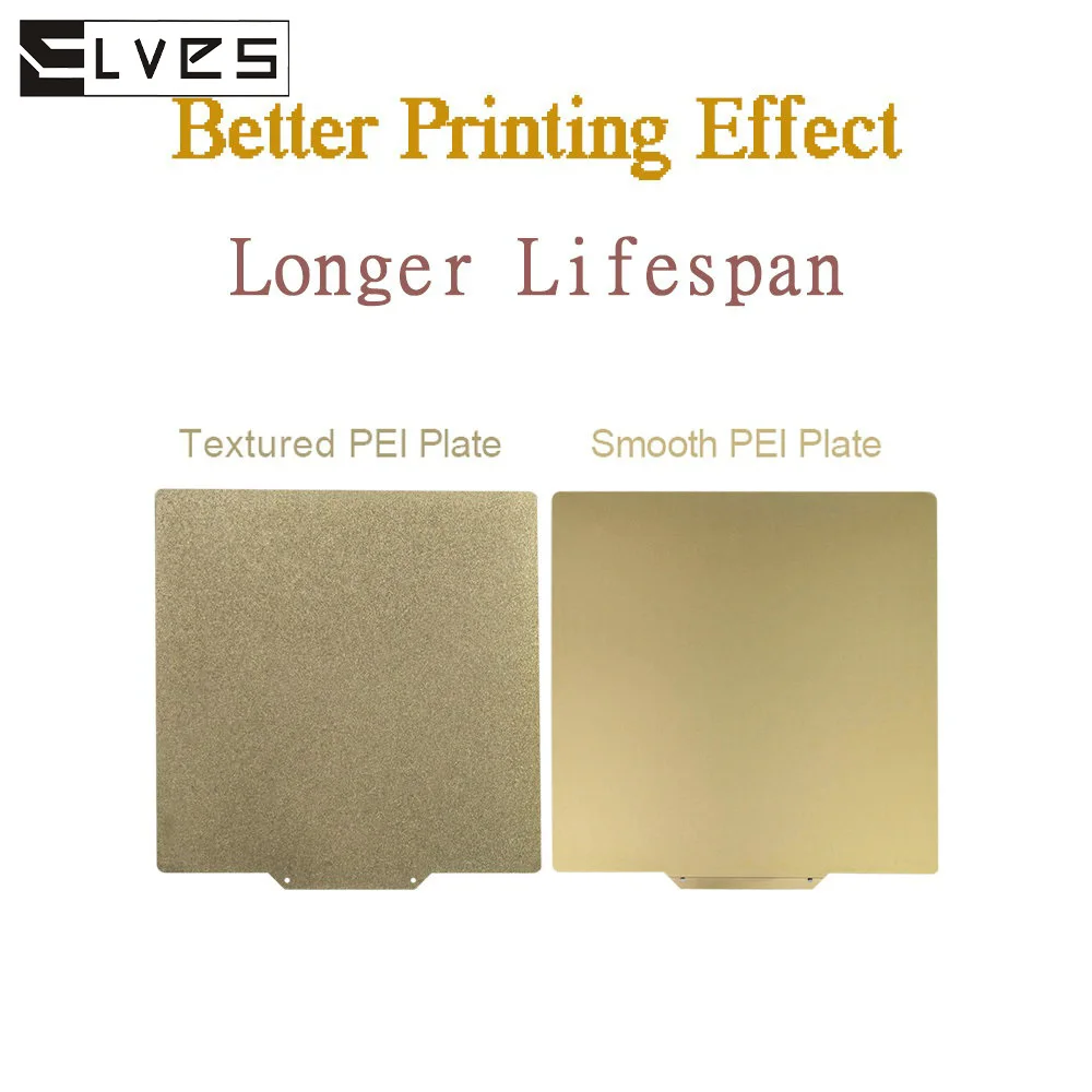 ELVES 3D Printer Heatbed PEI Sticker Removal PEI Spring Steel Sheet Pre-applied PEI Flex Magnetic Base 310*310 mm for Ender 3