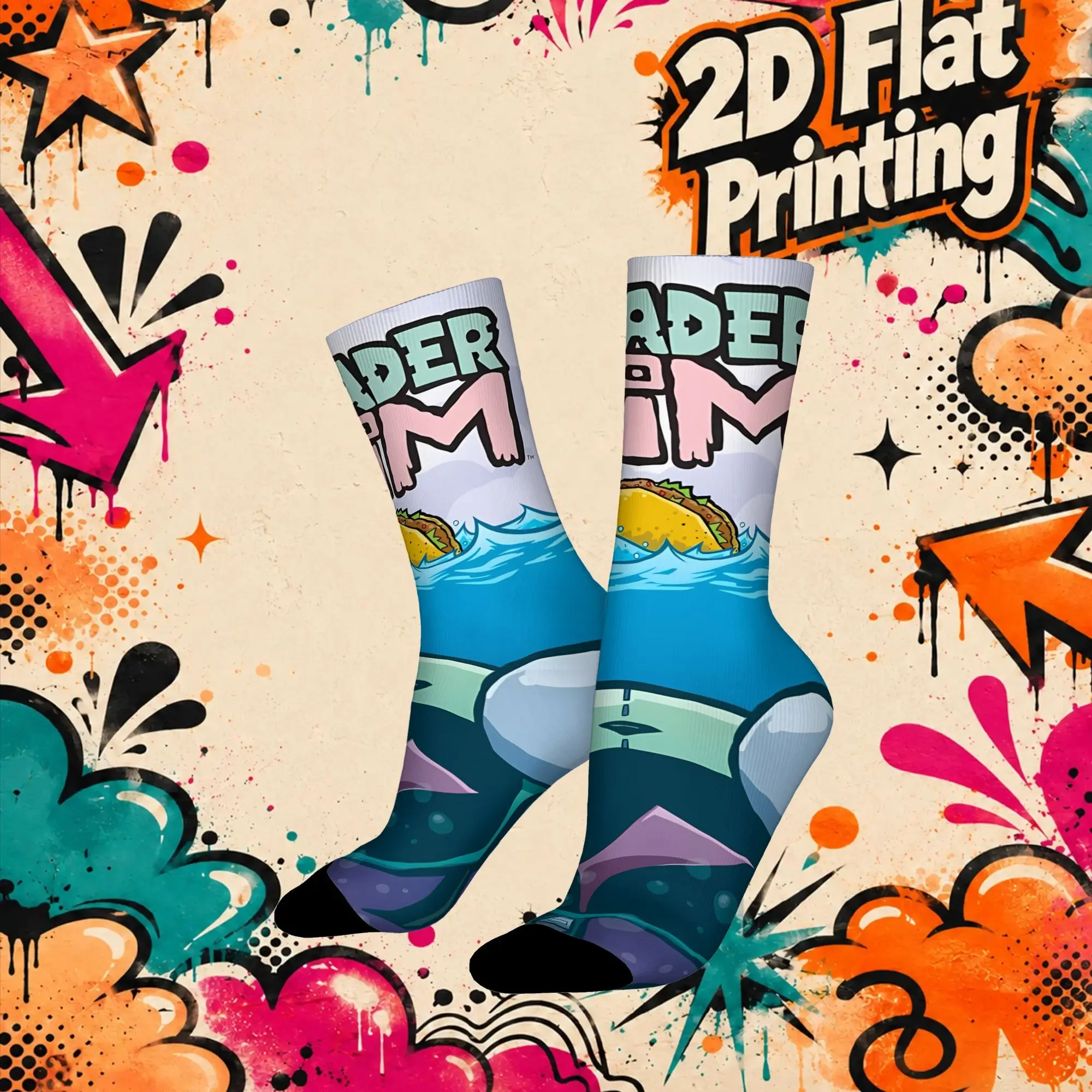 Fashion Retro Invader Zim Anime  Men's  CompressionSock Unisex  Funny Mid-Calf Socks