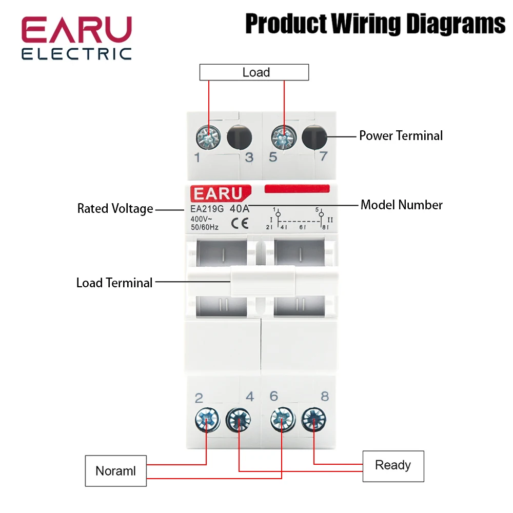 2P 40A 63A AC 230V 400V MTS Dual Power Manual Transfer Interlock Circuit Breaker Din Rail Isolating Discounnecting Switch