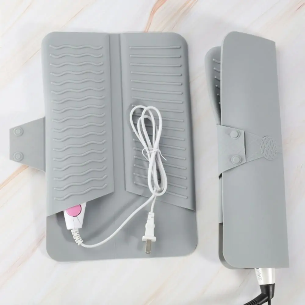

2 in 1 Hair Curler Storage Bag Folding Silicone Heat Resistant Mat Dustproof Waterproof Hair Tool Styling Organizer Make Up Bag