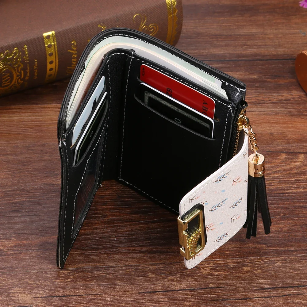 Fashion Ultra-thin Wallet Tassel Short Wallet for Woman Mini Coin Purse Ladies Clutch Small Wallet Female Pu Leather Card Holder