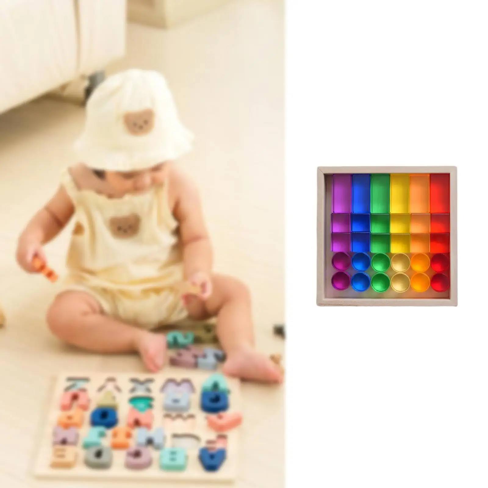 

Rainbow Building Blocks Set with Storage Box Hand Eye Coordination Building Blocks Set for Kids for Children Kids Ideal Gift