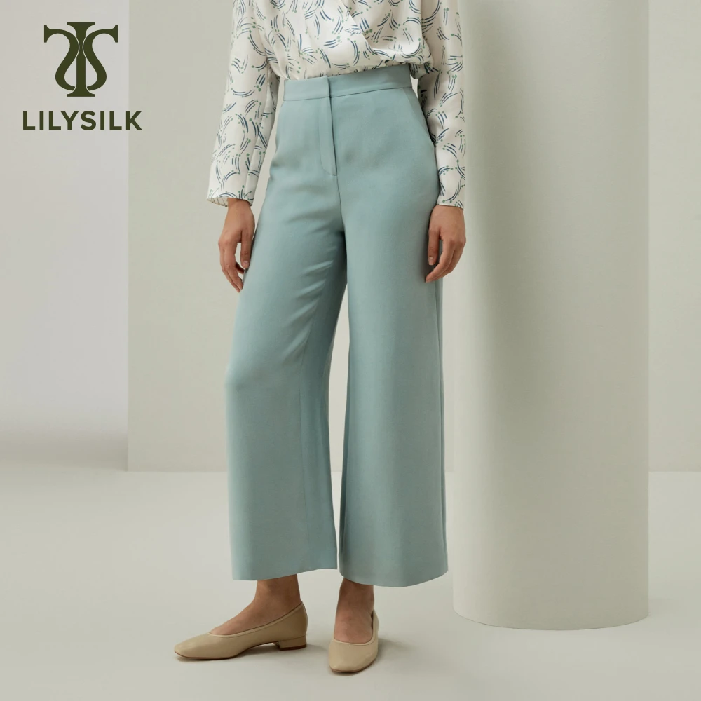 LILYSILK Silk Wide Leg Tailored Pant with Mid Rise
