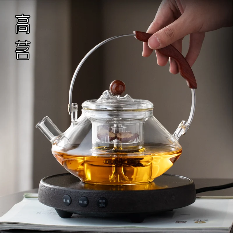 Office Tea Maker Small Brewing Pot Thick Glass High Temperature Resistant New Making Loop-Handled Teapot Japanese Style