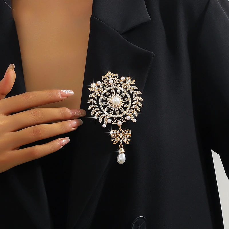 Fashion Teardrop Brooch Large Flower Bridal Brooch Party Banquet Wedding Pin