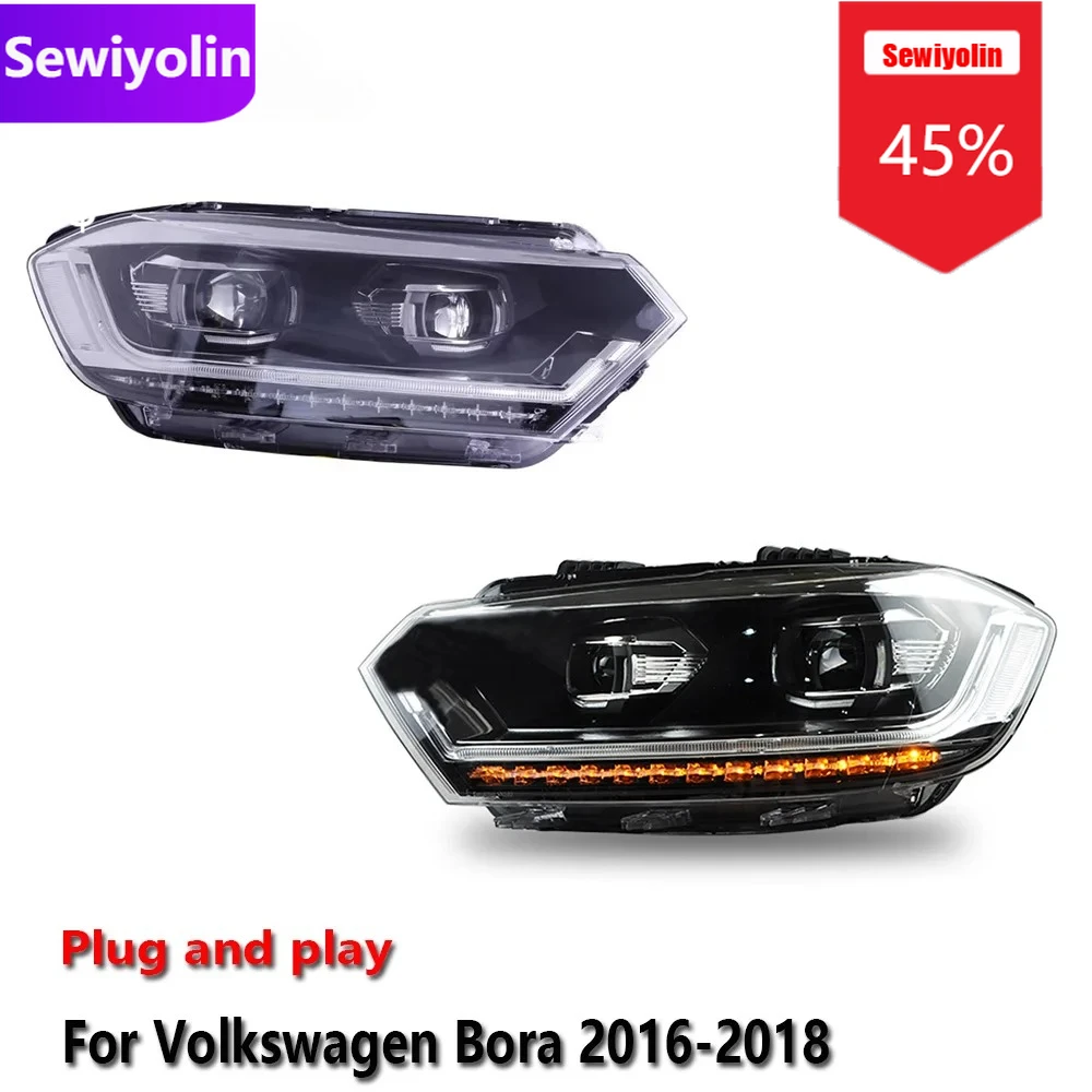 

Автомобильные светодиодные фары DRL в сборе для Volkswagen Bora 2016-2018 противотуманные DRL тормозные указатели поворота Plug and Play