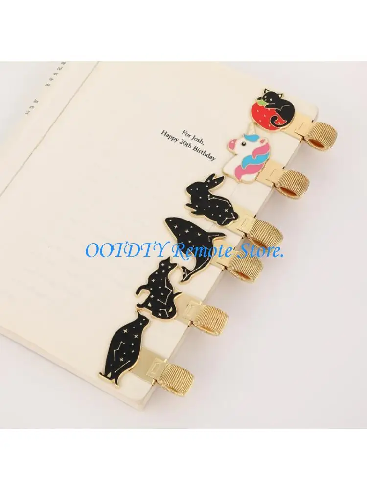 Animal Alloy Bookmarks with Built in Metal Spring Rings Pen Holder Clip for Folder Journal Notebook Planner Novel