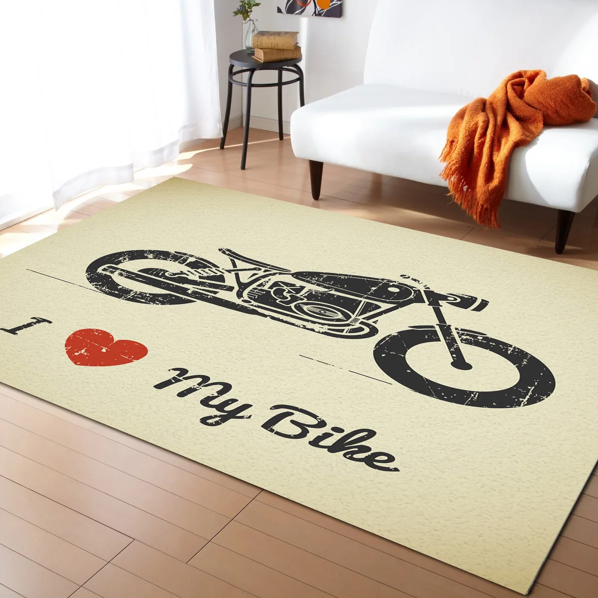 

Motorcycle With I Love My Bike Carpets for Bed Room Modern Home Large Area Rug for Living Room Bay Window Mat