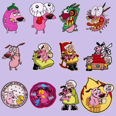 Funny Courage Dog Embroidered Patch Applique For Clothing Thermoadhesive Iron On Patches For Jackets Sewing Stickers