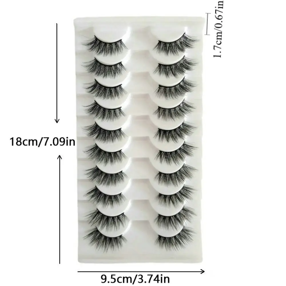 10 Pairs Wispy Bushy Half Eyelash Eye Tail Lengthening Black Stem Cat Eye False Lashes Reusable Soft Natural Fluffy Lashes