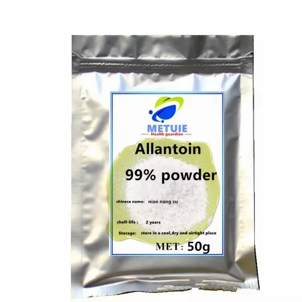 

High purity Allantoin powder – premium cosmetic raw material for dermatological care – promotes cell regeneration, reduces pig