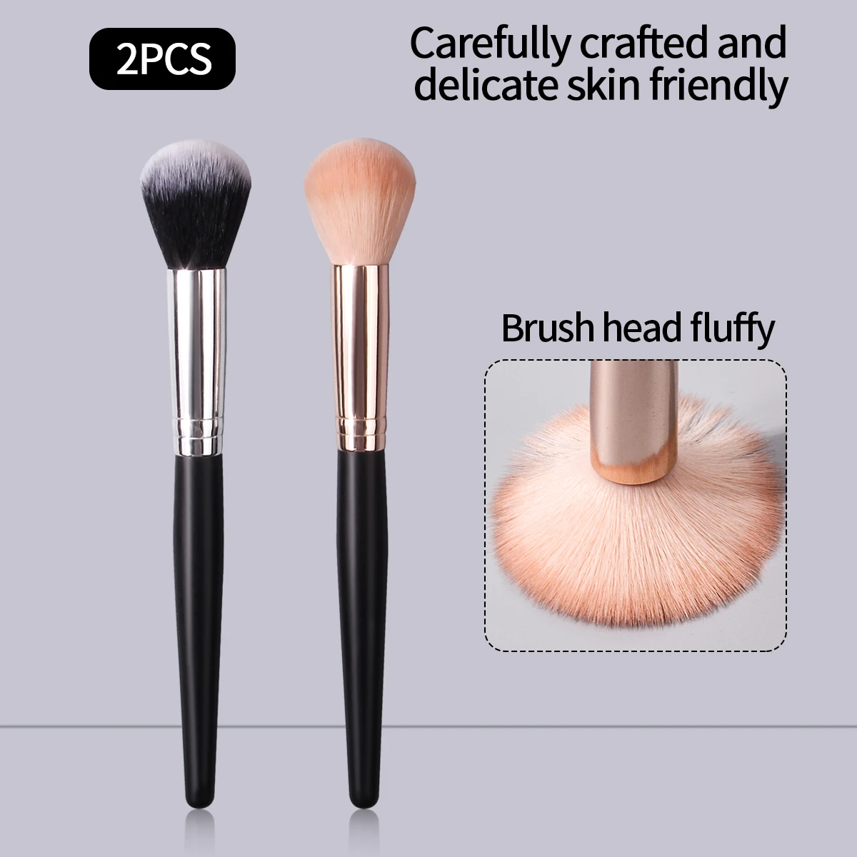 2PCS soft blush brush, loose brush, contouring brush, non-irritating to the face, portable makeup brush tool for beginners